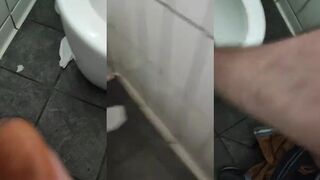 Watch this slutty girl scat on a dick in public like a pro!